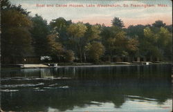 Boat and Canoe Houses, Lake Waushakum Framingham, MA Postcard Postcard Postcard