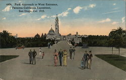 Park Approach to West Entrance San Diego, CA 1915 Panama-California Exposition Postcard Postcard Postcard