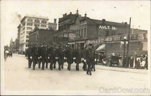 Policemen Marching Down Street South Bend Indiana