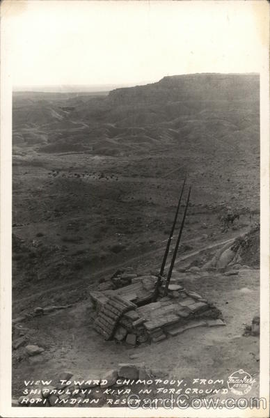 View Toward Chimopouy From Snipaulavi-Kiva in Foreground Hopi Indian Reservation Arizona