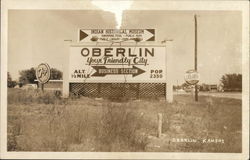 Welcome Sign Oberlin, KS Postcard Postcard Postcard