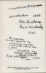 The Hawthornes Both Wrote as Above on His Study Window, The Old Manse Postcard