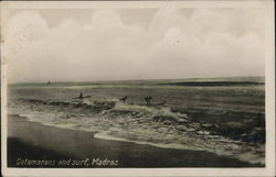 Catamarans and Surf Madras, India Postcard Postcard Postcard