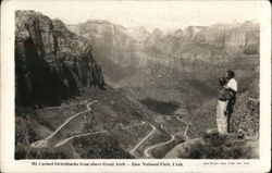 Mt. Carmel Switchbacks from above Great Arch Zion National Park, UT Postcard Postcard Postcard