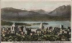 Aerial View Showing Brockton Point and City Vancouver, BG Canada Misc. Canada Postcard Postcard Postcard