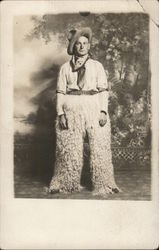 Cowboy in Furry Chaps Cowboy Western Postcard Postcard Postcard
