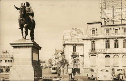 Man on Horse Statue Postcard