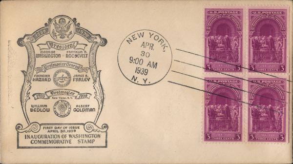 Inauguration of Washington Commemorative Stamp First Day Covers