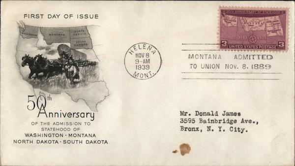 50th Anniversary of the Admission to Statehood of Washington  Montana North Dakota  South Dakota