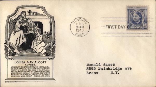 Louisa May Alcott Author First Day Covers