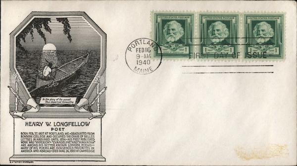 Henry Wadsworth Longfellow, Poet First Day Covers