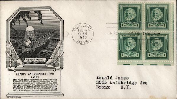 Henry Wadsworth Longfellow, Poet - In the glory of the sunset, Thus departed Hiawatha.