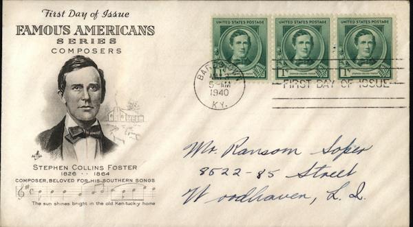 Stephen Collins Foster First Day Covers