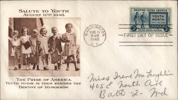 Salute to Youth August 11th 1948 First Day Covers