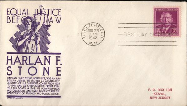 Equal Justice Before the Law: Harlan F. Stone First Day Covers