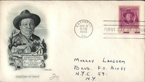 100th Birthday Anniversary of Joel Chandler Harris 1848 - 1948 Creator of the Immortal Uncle Remus