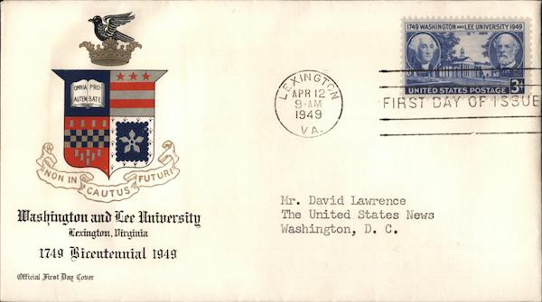 Washington and Lee University Lexington, Virginia First Day Covers