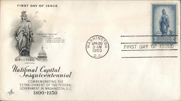 National Capital Sesquicentennial 1800-1950 First Day Covers