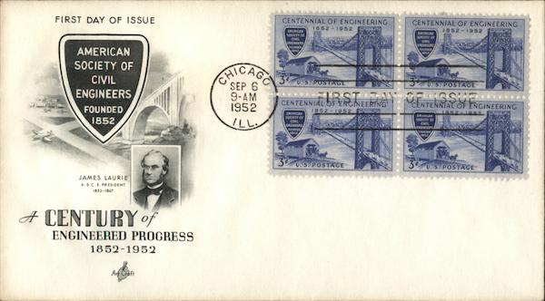 A Century of Engineered Progress 1852-1952 First Day Covers