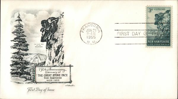 The Great Stone Face, New Hampshire, 1805-1955 First Day Covers