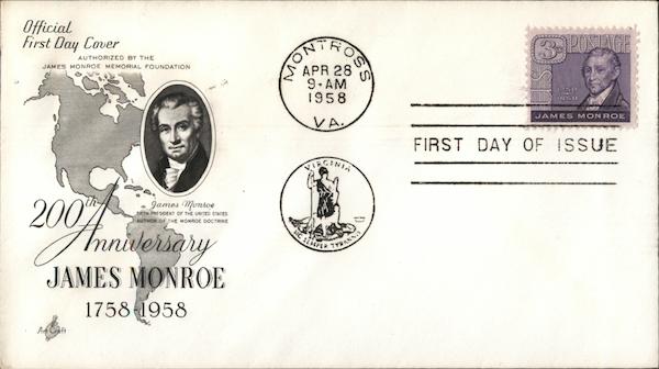 200th Anniversary James Monroe 1758 - 1958 (5th. President of the USA)