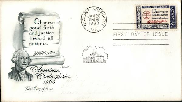 American Credo Series 1960 First Day Covers
