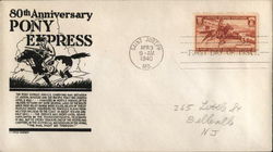80th Anniversary Pony Express First Day Covers First Day Cover First Day Cover First Day Cover