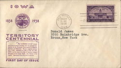 Iowa 1838-1938 Territory Centennial First Day Cover