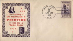 1639 Tercentenary of the introduction of Printing into the United States 1939 First Day Covers First Day Cover First Day Cover First Day Cover