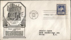 Walt Whitman Poet First Day Covers First Day Cover First Day Cover First Day Cover