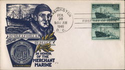 In War As Well As In Peace - United States Maritime Service First Day Cover