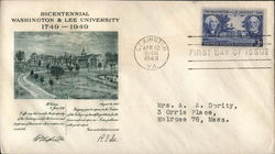 Bicentennial Washington & Lee University 1749 - 1949 First Day Cover