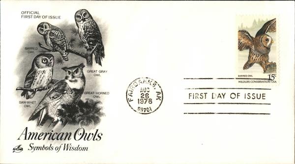American Owls, Symbols of Wisdom First Day Covers