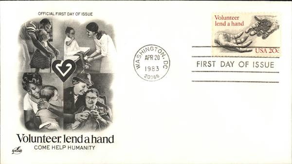 Volunteer, Lend a Hand - Come Help Humanity First Day Covers