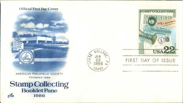 American Philatelic Society Founded 1886 Stamp Collecting Booklet Pane 1986