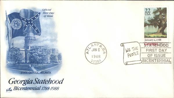 Georgia Statehood Bicentennial 1788 - 1988 First Day Covers