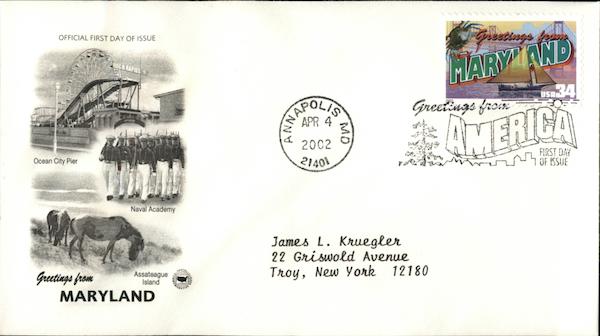 Greetings from America - Maryland First Day Covers