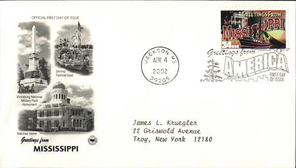 Greetings From America - Mississippi First Day Covers