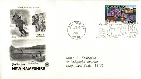 Greetings from America - New Hampshire First Day Covers