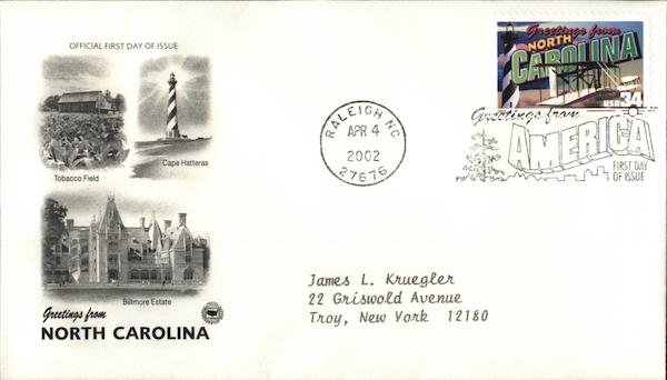 Greetings From North Carolina First Day Covers