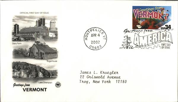 Greetings From Vermont First Day Covers
