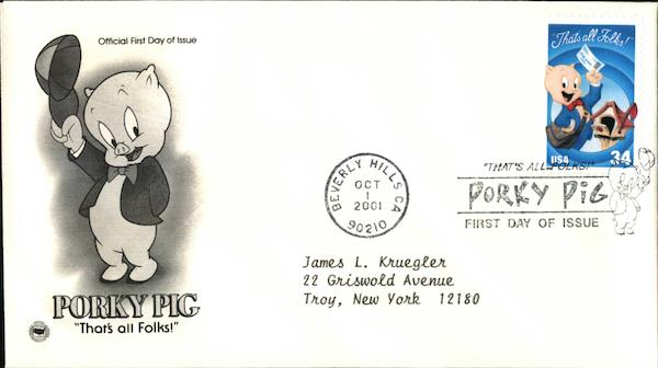 Porky Pig That's All Folks! Looney Tunes First Day Covers
