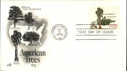 American Trees 1978 White Pine, Gray Birch, White Oak, Giant Sequoia First Day Cover