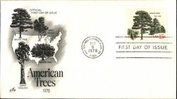 American Trees 1978 White Pine, Gray Birch, White Oak, Giant Sequoia First Day Cover