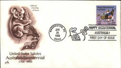 United States Salutes Australia's Bicentennial 1788 - 1988 First Day Cover