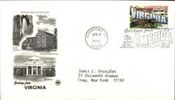 Greetings from Virginia - Luray Caverns, Colonial Williamsburg, Monticello First Day Cover