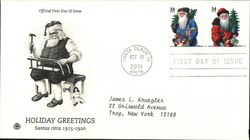 Holiday Greetings, Santas circa 1915-1920 First Day Cover