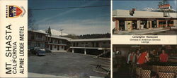 Alpine Lodge and Lamplighter Restaurant Lounge Mount Shasta, CA Postcard Large Format Postcard Large Format Postcard