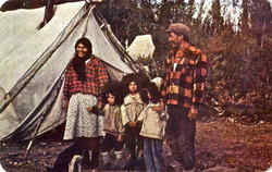 Indian family Canadian woodlands Postcard