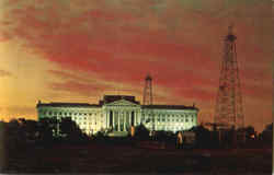 Oklahoma State Capitol And Oil Derricks Postcard